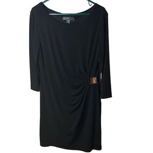 Donna Ricco black long sleeve dress with buckle size 14 NWT normcore